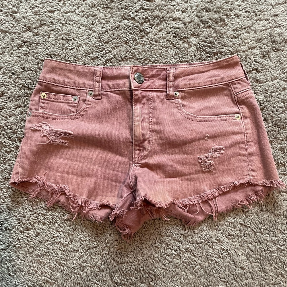 Pink distressed Jean shorts